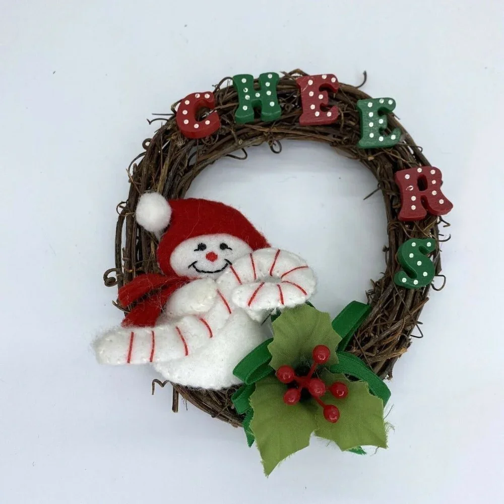 Christmas Decor Lot Primitive Farmhouse Wood Fabric Wreath Reindeer Set 6 Rustic